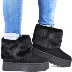 News Női Hócipő Kihajtott Szőrmével Könnyű Platform Meleg Hot 36 (8020 CZARNE)