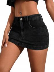 Shein Petite Farmerszoknya Fekete Mini Egyenes Casual 36 S__36