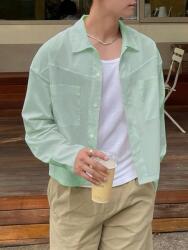 Shein KC24118 Shein Laza Zöld Hosszú Ujjú Ing (26) S