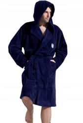 L&L LL Férfi meleg puha kapucnis fürdőköpeny Iwo sötétkék XL/182