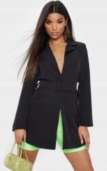 Prettylittlething Pretty Fekete Hosszú Ujjú Pántos Blézer