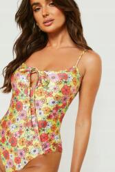 Boohoo LC12313 Boohoo Virágmintás Kötős Nyakú fürdőruha XS-es méret