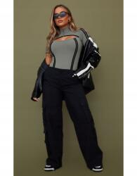 Prettylittlething Fekete Cipzáras Cargo Nadrág (44) (565400)