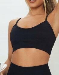 Prettylittlething Fekete Varrat Nélküli Bordázott Felső Állítható Vállpántok Prettylittlething S (CMO9429)