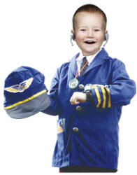  Pilóta jelmez: kabát, nyakkendő, sapka, mikrofon, óra, iránytű, lista (510300441)