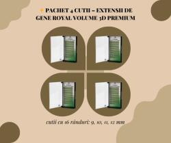 Royal Beauty ✨ Pachet 4 Cutii -Extensii de gene Premium ROYAL Volume 3D, Individuale, Curbură C, Grosime 0.10 mm, Lungime 9-12 mm, 16 rânduri