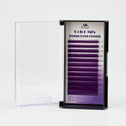 Royal Beauty Extensii de gene Premium ROYAL Silk (Mov), Curbură C, Grosime 0.10 mm, Lungime Mix, 12 rânduri