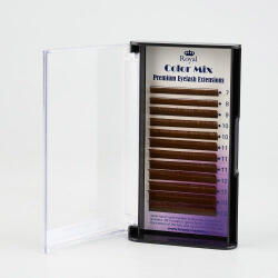 Royal Beauty Extensii de gene Premium ROYAL Silk (Maro deschis), Curbură C, Grosime 0.15 mm, Lungime Mix, 12 rânduri