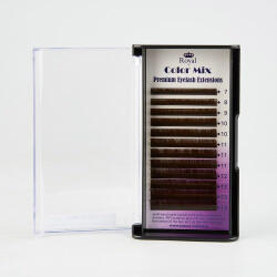 Royal Beauty Extensii de gene Premium ROYAL Silk (Maro închis), Curbură C, Grosime 0.10 mm, Lungime Mix, 12 rânduri