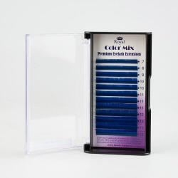 Royal Beauty Extensii de gene Premium ROYAL Silk (Albastru), Curbură C, Grosime 0.15 mm, Lungime Mix, 12 rânduri