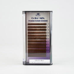 Royal Beauty Extensii de gene Premium ROYAL Silk (Maro deschis), Curbură C, Grosime 0.10 mm, Lungime Mix, 12 rânduri