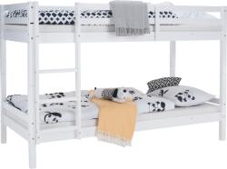 TEMPO KONDELA Emeletes ágy, 90x200, tömör fa, fehér, INEZA