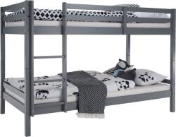 TEMPO KONDELA Emeletes ágy, 90x200, tömör fa, szürke, INEZA