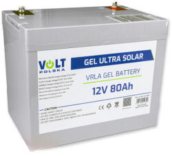 Volt Polska ULTRA SOLAR 12 V 80 Ah GEL akkumulátor [DEEP CYCLE, ciklikus működéshez, fotovoltaikus rendszerekhez, UPS-hez] (6AKUGEL080)
