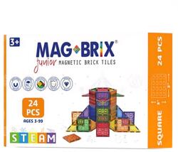 Magblox Set magnetic Magbrix Junior, Magblox, 24 piese patrate Jucarii de constructii magnetice