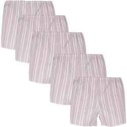 Foltýn 5PACK klasszikus férfi bő szárú boxeralsó barna csíkokkal Foltýn M