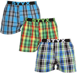 Styx 3PACK férfi bő szárú boxeralsó Styx sportos gumipánt többszínű (3B101720) S