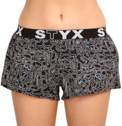 Styx Női bő szárú boxeralsó Styx művészet sportos gumipánt firkálás (T1256) L
