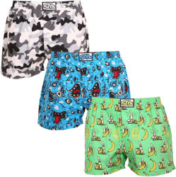 Styx 3PACK férfi bő szárú boxeralsók Styx art klasszikus gumipánt többszínű (3A13917) S