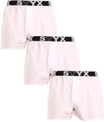 Styx 3PACK férfi bő szárú boxeralsók Styx sportos gumipánt fehér (3B1061) XL
