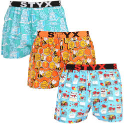 Styx 3PACK férfi bő szárú boxeralsók Styx art sportos gumipánt többszínű (3B16476) S