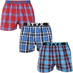 Styx 3PACK férfi bő szárú boxeralsó Styx sportos gumipánt többszínű (3B110810) XXL