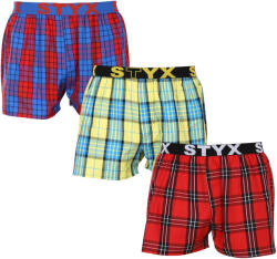Styx 3PACK férfi bő szárú boxeralsó Styx sportos gumipánt többszínű (3B10123) M