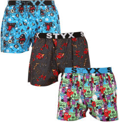 Styx 3PACK férfi bő szárú boxeralsók Styx art sportos gumipánt többszínű (3B14125) M
