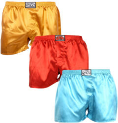 Styx 3PACK férfi bő szárú boxeralsó Styx klasszikus gumipánt szatén többszínben (3C06357) S