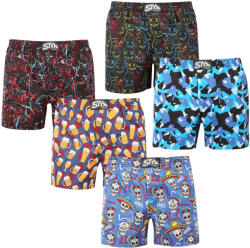 Styx 5PACK férfi bő szárú boxeralsó Styx prémium art klasszikus gumipánt (5AP1834568) M