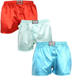 Styx 3PACK férfi bő szárú boxeralsók Styx klasszikus gumipánt szatén többszínben (3C06372) XXL