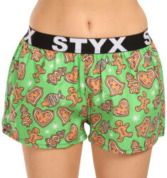 Styx Női bő szárú boxeralsók Styx művészet sportos gumipánt karácsonyi mézeskalács (T1753) XL