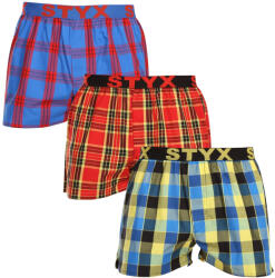Styx 3PACK férfi bő szárú boxeralsók Styx sportos gumipánt többszínű (3B11456) XL
