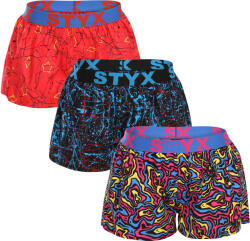 Styx 3PACK női bő szárú boxeralsók Styx art sportos gumipánt többszínű (3T13603) 3XL