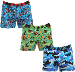 Styx 3PACK férfi boxeralsó Styx hosszú art sportos gumipánt többszínben (3UN15780) XXL