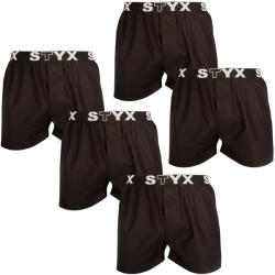 Styx 5PACK Férfi bő szárú boxeralsó Styx sportos gumipánt fekete (5B960) XXL