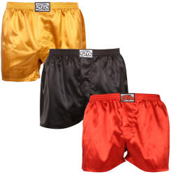 Styx 3PACK férfi bő szárú boxeralsó Styx klasszikus gumipánt szatén többszínben (3C06350) XXL
