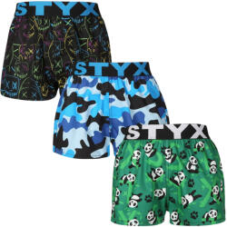 Styx 3PACK gyermek bő szárú boxeralsó Styx art sportos gumipánt többszínű (3BJ18023) 12-14 éves