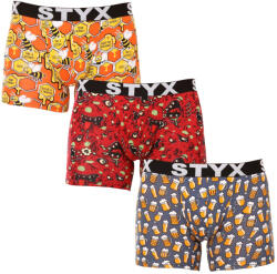 Styx 3PACK férfi boxeralsó Styx hosszú art sportos gumipánt többszínben (3U13714) M