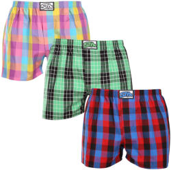 Styx 3PACK férfi bő szárú boxeralsó Styx klasszikus gumipánt többszínű (3A102729) S