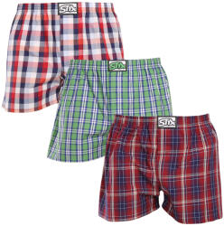 Styx 3PACK férfi bő szárú boxeralsók Styx klasszikus gumipánt többszínű (3A20246) XL