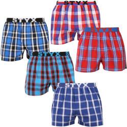Styx 5PACK férfi bő szárú boxeralsó Styx sportos gumipánt többszínű (5B110610) L - nedeto