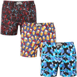 Styx 3PACK férfi bő szárú boxeralsók Styx prémium art klasszikus gumipánt (3AP18458) S