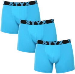 Styx 3PACK férfi boxeralsó Styx hosszú sportos gumipánt világoskék (3U1169) XL