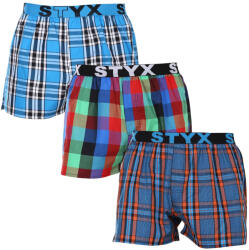 Styx 3PACK férfi bő szárú boxeralsók Styx sportos gumipánt többszínű (3B100710) S