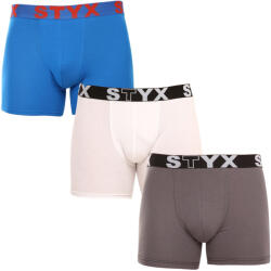 Styx 3PACK férfi boxeralsó Styx hosszú sportos gumipánt többszínű (3U10137) XXL