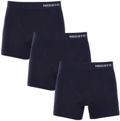 Nedeto 3PACK Férfi boxeralsó Nedeto varrat nélküli bambusz kék (3NDTB002S) 3XL