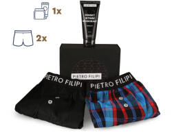 Pietro Filipi Férfi ajándékkészlet 2PACK bő szárú boxeralsók és dezodor az intim részekre Pietro Filipi (3PGD1) 3XL