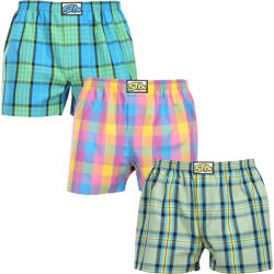Styx 3PACK férfi bő szárú boxeralsó Styx klasszikus gumipánt többszínű (3A110103) XL