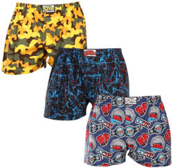 Styx 3PACK férfi bő szárú boxeralsók Styx art klasszikus gumipánt többszínű (3A15693) S